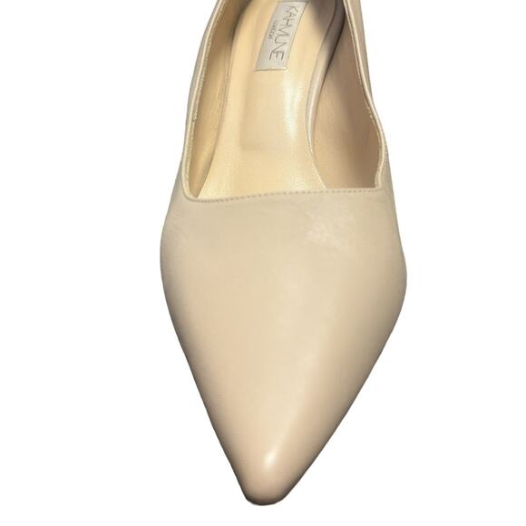 Kahmune Nude Becky Napa Leather Classic 70mm Pointed Toe Comfort Pump New 40 - Picture 6 of 9